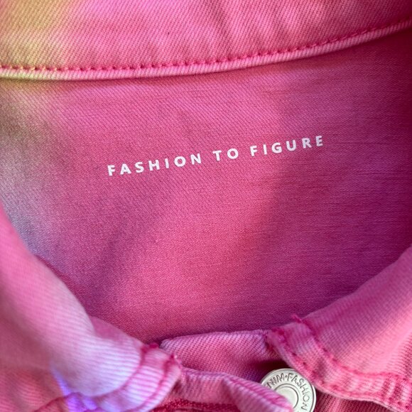 Plus Sized Pink Denim Jacket - Picture 4 of 7